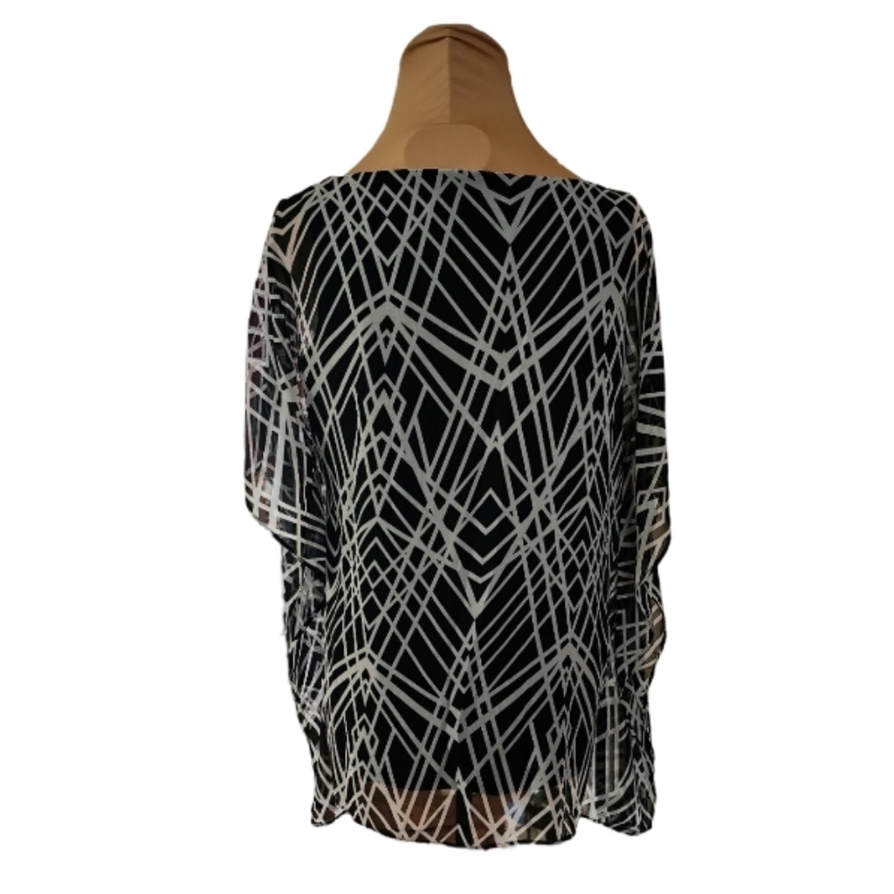 Calvin Klein Black and Gray Tunic Blouse Women's XS Oversize - Picture 2 of 5